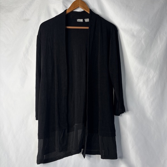 Chicos Travelers Women's 2 (12) Black Open Cardigan Jacket Sheer Bottom - Picture 1 of 7